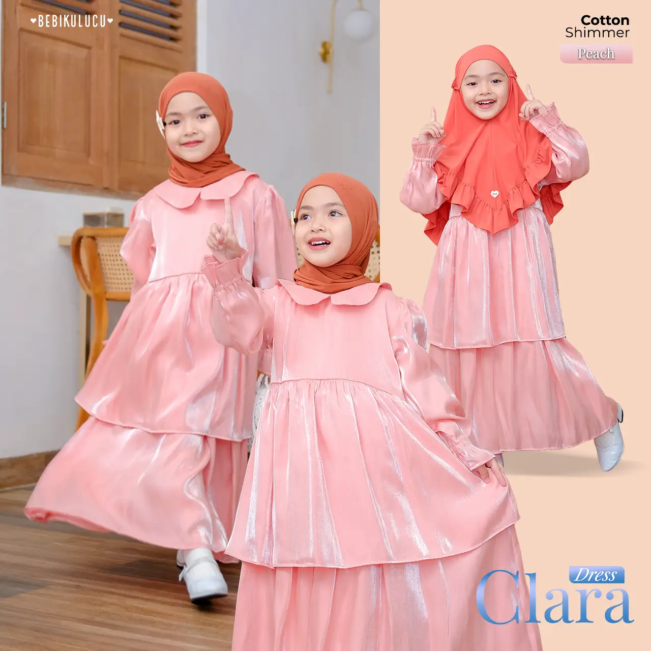 Clara Dress Peach_(CottonShimmer)