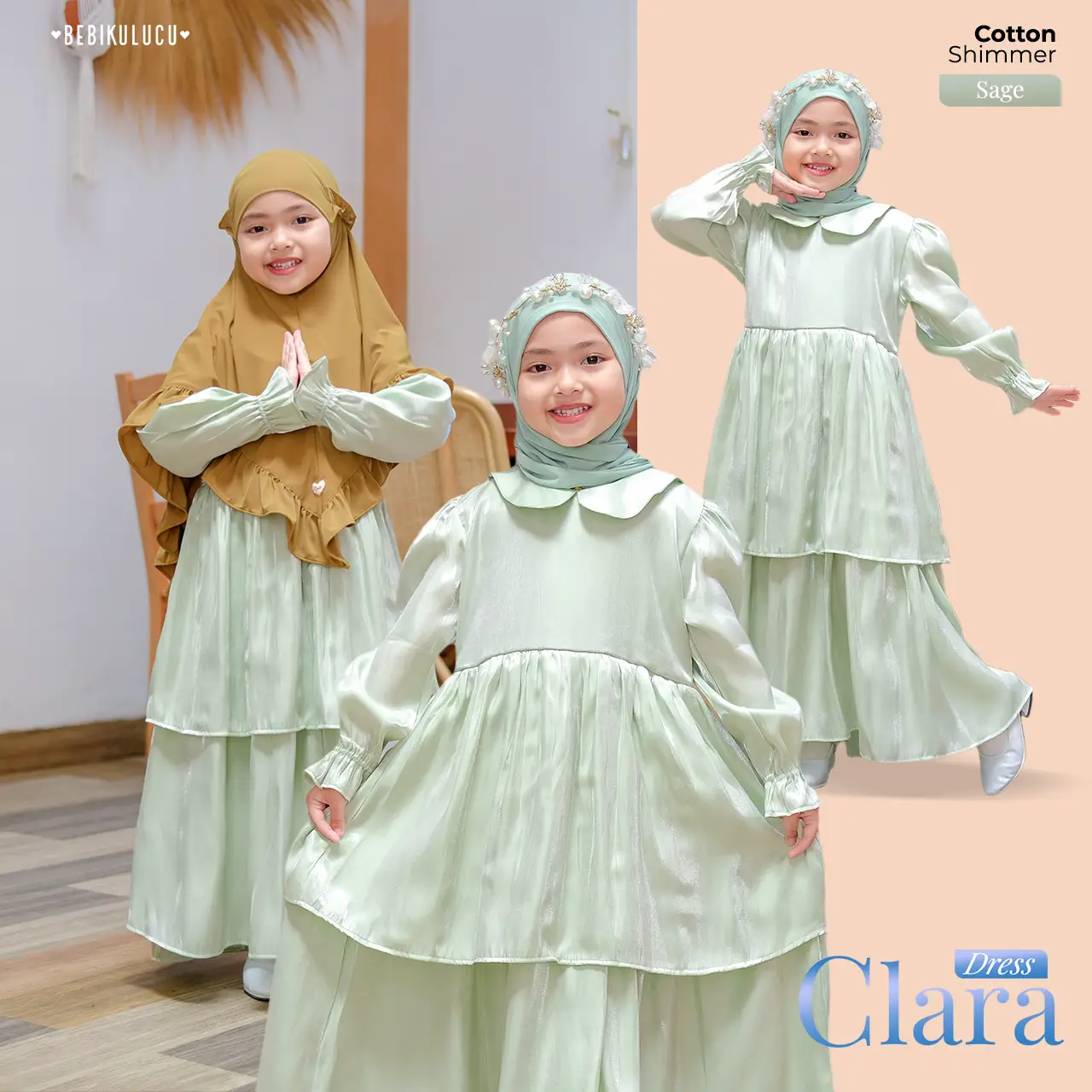Clara Dress Sage_(CottonShimmer)