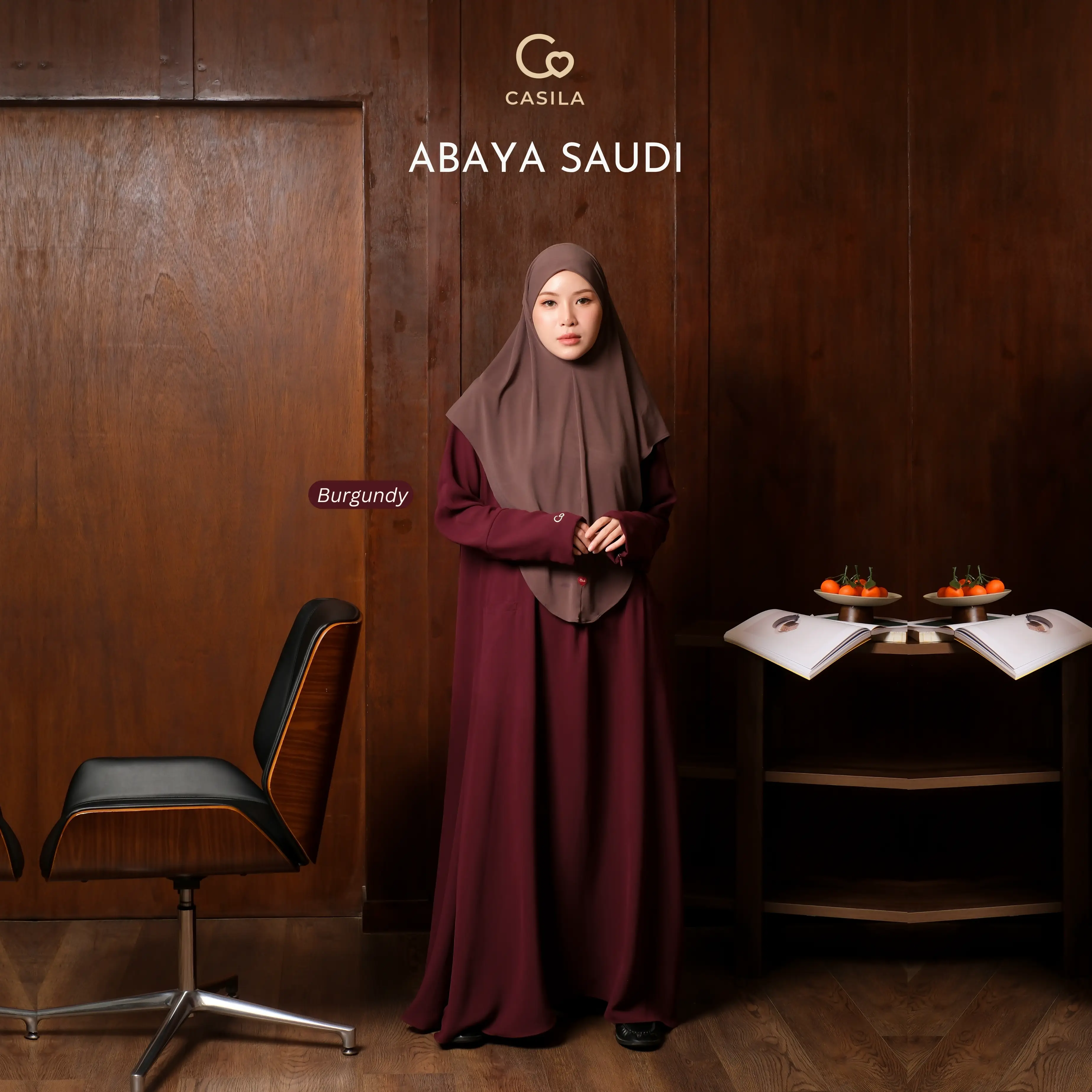 Abaya Saudi Burgundy