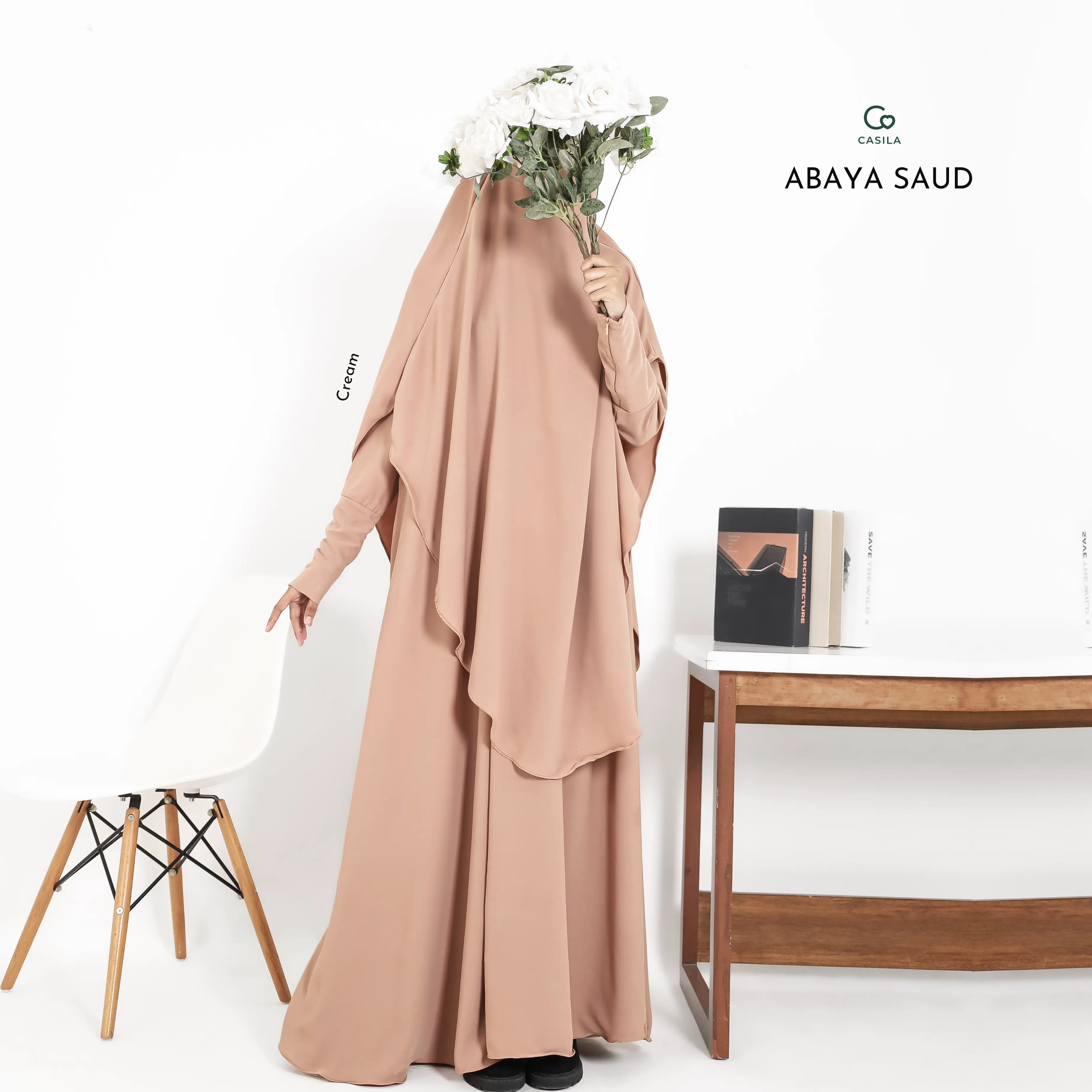 Abaya Saudi Cream