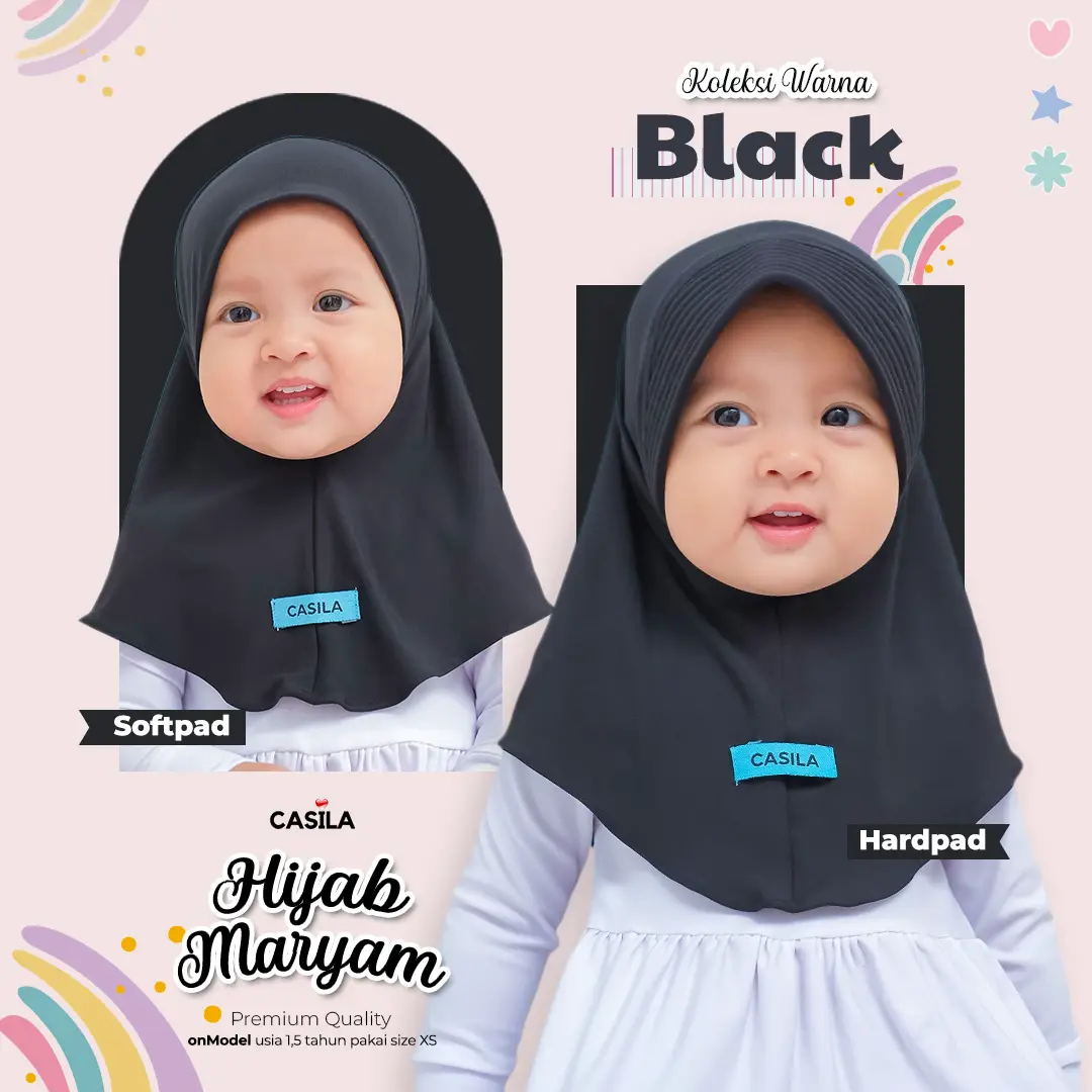 Hijab Maryam Reborn Black(Hardpad)